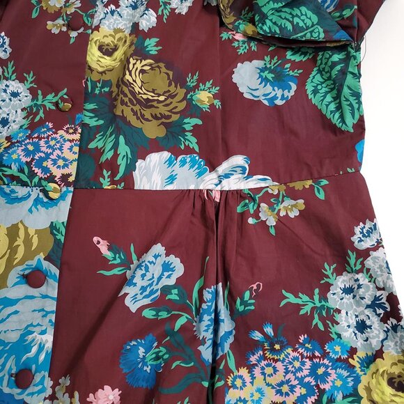 Tuckernuck Alice Midi Dress XL Merlot Oxblood Verdant Floral Print Cotton - Picture 11 of 15